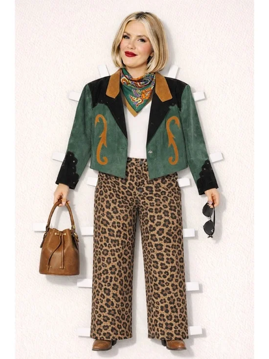 VINTAGE PIONEER WEAR WESTERN leather jacket green size M, cowgirl - Picture 1 of 8